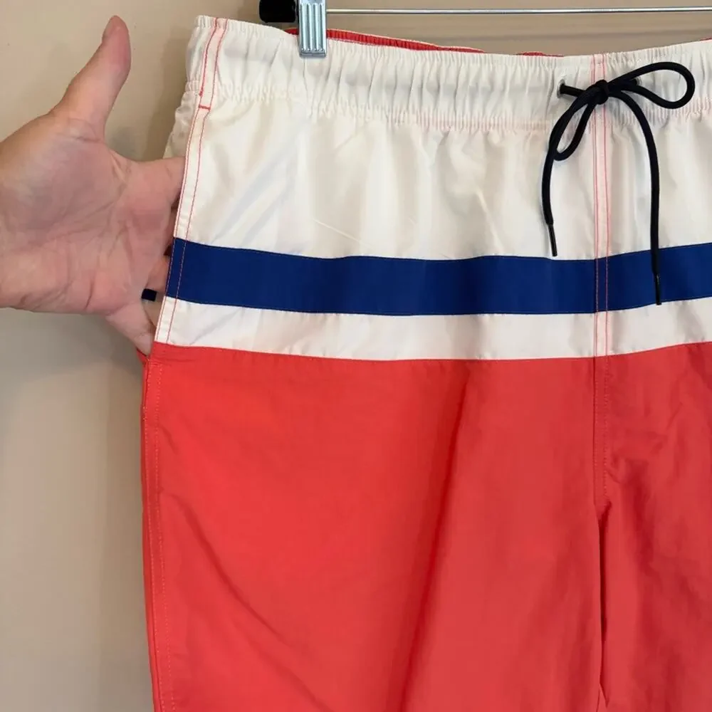 Nautica Men's Colorblock Elastic Waist Quick Dry Swim Trunks Shorts Size XXL‎